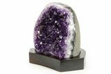 Deep Purple Amethyst Geode With Wood Base - Uruguay #371773-2